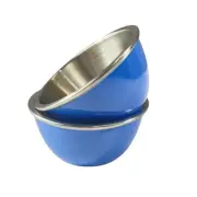 Vintage Crate & Barrel Ice Cream Bowls Stainless Steel & Melamine Blue S/2 NEW
