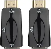 Mellisso 2X 1080P Male to VGA Female Adapter Video Converter 3.5mm Audio Output Cable Hot Black