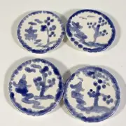 1:12 Scale Miniature Stoneware Plates Blue Willow Handmade Hand Painted In Texas