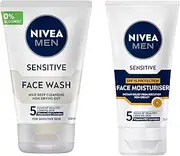 NIVEA MEN Sensitive Face Duo Value Bundle - Face Wash 100ml & Protective Face Moisturiser (SPF15) 75ml
