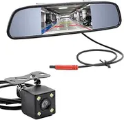 4.3 Inch TFT LCD Car Mirror Monitor Rear View Reverse Backup Car LED Camera for Cars,Trucks,Pickups,Suvs,RV,Bus Vehicle Video Parking System Easy Install