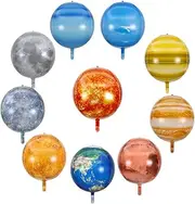 Gallasy 10pcs 22inch Solar System Balloon, 3D Helium Foil Planet Balloon, Moon Balloon, Earth Balloon, Sun Balloon, Mercury, Mars, Venus, Jupiter, Saturn, Uranus, Neptune Balloon