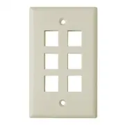 Skywalker Keystone Wall Plate for 6 Jacks (Light Almond)