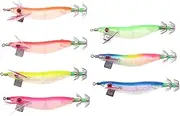 7PCS Luminous Fishing Lures Squid Octopus Shrimp Baits Prawn Tackle Hooks Lures Plastic Artificial Baits Fishing Gear for Freshwater and Saltwater