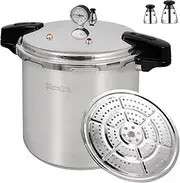 UNIFULL 23 Liter Pressure Cooker,Pressure Canner With Pressure Gauge,Pressure Relief is 10 or 15 PSI (+/- 5%)(With 2 pressure relief valves)