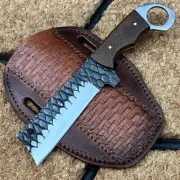 Custom Handmade Real Rasp Steel CowBoy Bull Cutter Knife with Leather Sheath