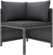 Sectional Corner Sofa with Cushions Grey Poly Rattan