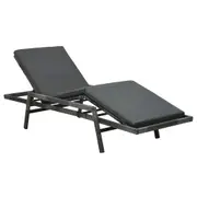 Sun Lounger with Cushion Poly Rattan Grey vidaXL