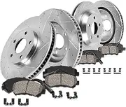 Callahan BRAKE PARTS Front and Rear Drilled Slotted Brake Disc Rotors and Ceramic Brake Pads + Hardware Kit For BMW 325 318i 318is 325i 325is E30 4 Lug