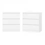 Advwin Bedside Table Set of 2 Nightstand Large Storage Cabinet 3 Drawers White