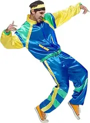 AUTOWT 70s 80s Shell Suit, Men Women Fancy Long Sleeve Tracksuit, Retro Color Block Hip Hop Windbreaker Disco Costume for Mardi Gras Rock Festivals Carnival Parties