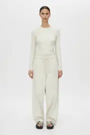 Nora Long Sleeve Monogram Top in Ivory Marle - CAMILLA AND MARC® C&M