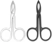 2 Pieces Tweezers Scissor Handle Straight Tip Scissor Shaped Eyebrows Tweezers f