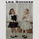 Lsis goddess意大利女童24春款兒童純色法式棉質蕾絲背心裙連衣裙
