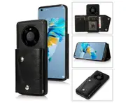 Case for Huawei Mate 40, Leather Wallet Case With Card Pockets Back Flip Shockproof Cover Case-Black
