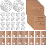 Landical 25 Sets Christian Party Favors Pocket Prayer Coin Gift Give It All to God Tokens Double Sided Engraving Religious Pocket Token with Scripture Cards Bags for Father Day Church Funeral
