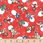 Jolly Lane Cherry Snowmen Christmas Winter Fabric 1358110 Half yd continuous cut