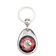 Premium Teardrop Chrome Die Cast Metal Keychain Ring Fob FIRE FIGHTER FIRE DEPT