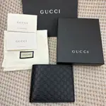 全新 GUCCI 古馳 8卡 GG LOGO 牛皮 壓紋 黑色 男用 基本款 短夾 皮夾 信用卡夾 保證真品 正品 薄型