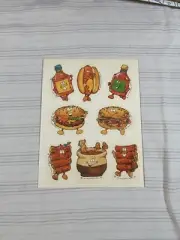 HTF Vintage 1983 Hallmark Cards Scratch & Sniff Stickers BBQ Food Hotdog 1 Sheet