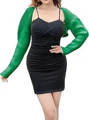 [FIHCH] Bolero Shrug Y2K Open Front Crop Cardigan Ribbed Knit Long Sleeve Bolero Sweater
