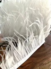 2 Metres White Shredded Goose Ostrich Mixed Feather Fringe Ribbon Trim DIY Craft