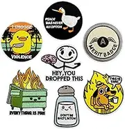 7 Pcs Embroidery Iron on Patches Funny Sew on Emblem Applique Cute Cartoon Clothes Small Sewing Patch for Vest Jackets Hats Shirts Jeans Clothing Craft DIY Repair Decoration Accessories Gifts Badge