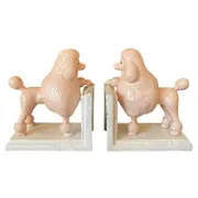 Cast Iron Pink Poodle Dog Bookends