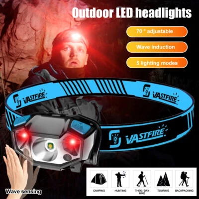 Headlights Rechargeable Ultra bright LED Headlights Flashlight w/ Red Light
