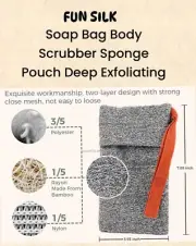 2 Soap Pouch & Saver Pocket, Exfoliating Body Scrubber Shower Sponge, Soap Bags