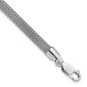 Sterling Silver Rhodium-plated Polished Mesh Woven Bracelet 7.5" 6.93gm