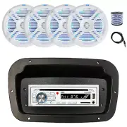 Pyle Marine CD Radio,Adapter,Spa Bezel, Ant,Wire, 4x 6.5" 250W LED White Speaker