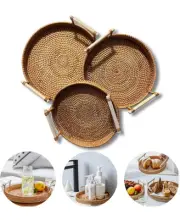 Elegant Rattan Serving Trays – Handwoven Wicker Set of 3 for Home & Table Decor