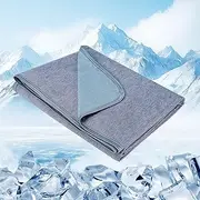 Danctec Cooling Blanket for Night Sweats, Summer Throw for Hot Sleepers, Q-Max>0.45 Cool Fiber for Bed Couch Sofa Travel Adult Kids, Lightweight, Comfort, Thin, Twin/Single Size, 150x200cm, Blue