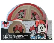 Five (5) Piece ~ Melamine ~ Disney MINNIE MOUSE ~ Melamine ~ Dinnerware Set