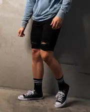 [Lucid] Lucid Men's Grid Denim Shorts in Black Size 2XL 2XL Black