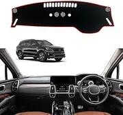 Dashboard Mat Fit for Kia Sorento 2022 2021 LHD RHD,Dash Cover Pad,Custom Anti-Glare/Non-Slip/Heatproof/Sunshield Poly (red Edge)