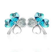 Nevenka Pair of Four Leaf Clover Pin Brooch Womens Clothes Fashion Accessories-SeaBlue