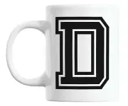 Monogram D Name Initial - Style 5 White Ceramic Coffee & Tea Mug Cup