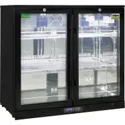 Rhino Black Glass Double Door Bar Fridge - SG2H-BQ