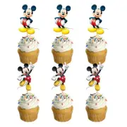 12x Mickey Mouse Cupcake Topper. Party Lolly Loot Bag Cake Banner Bunting Flags