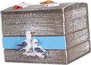 DOITOOL Ocean Style Wooden Decor Box Small Wooden Storage for Jewelry Nautical Home Decor