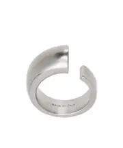 MM6 Maison Margiela Asymmetrical Logo Engraved Open-Top Ring 2,4,5 Palladio buratta