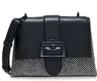 DKNY Women's Blake Shoulder Bag Herringbone off white /black