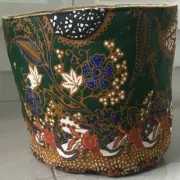 Handmade Floral Batik Fabric Planter Pot Cover / Pouch - Brand New