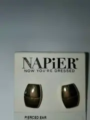 Vintage Napier Earrings Pierced Gold Tone Color new with tags