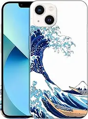 for iPhone 13 Mini, iPhone 13 Mini Case - The Great wave Design Printed Slim & Sleek Cute Plastic Hard Snap on Protective Designer Back Phone Case/Cover for iPhone 13 Mini White