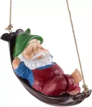 Funny Garden Gnomes Outdoor Hanging Statue Multicolor Resin Hammock Gnome Decora