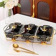 TMXKOOK 3-in-1 Ceramic Chafing Dish Buffet Set - Chafing Dishes with Glass Lid - Perfect for Birthday, Wedding, and Buffet Parties