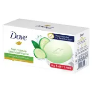 6No. Dove Go Fresh Moisture Beauty Bathing Soap Bar with Cucumber -75g -FreeShip